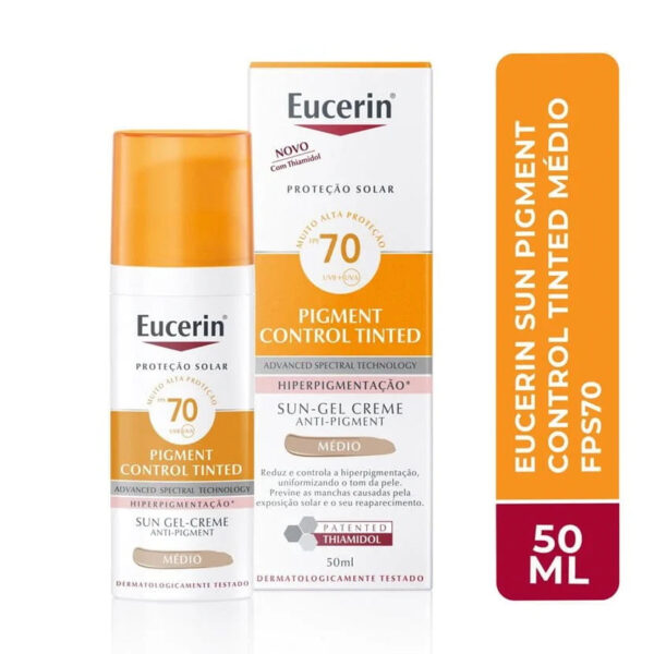 Eucerin Sun Pigment Control Gel Creme Tinted Médio FPS 70 50ml